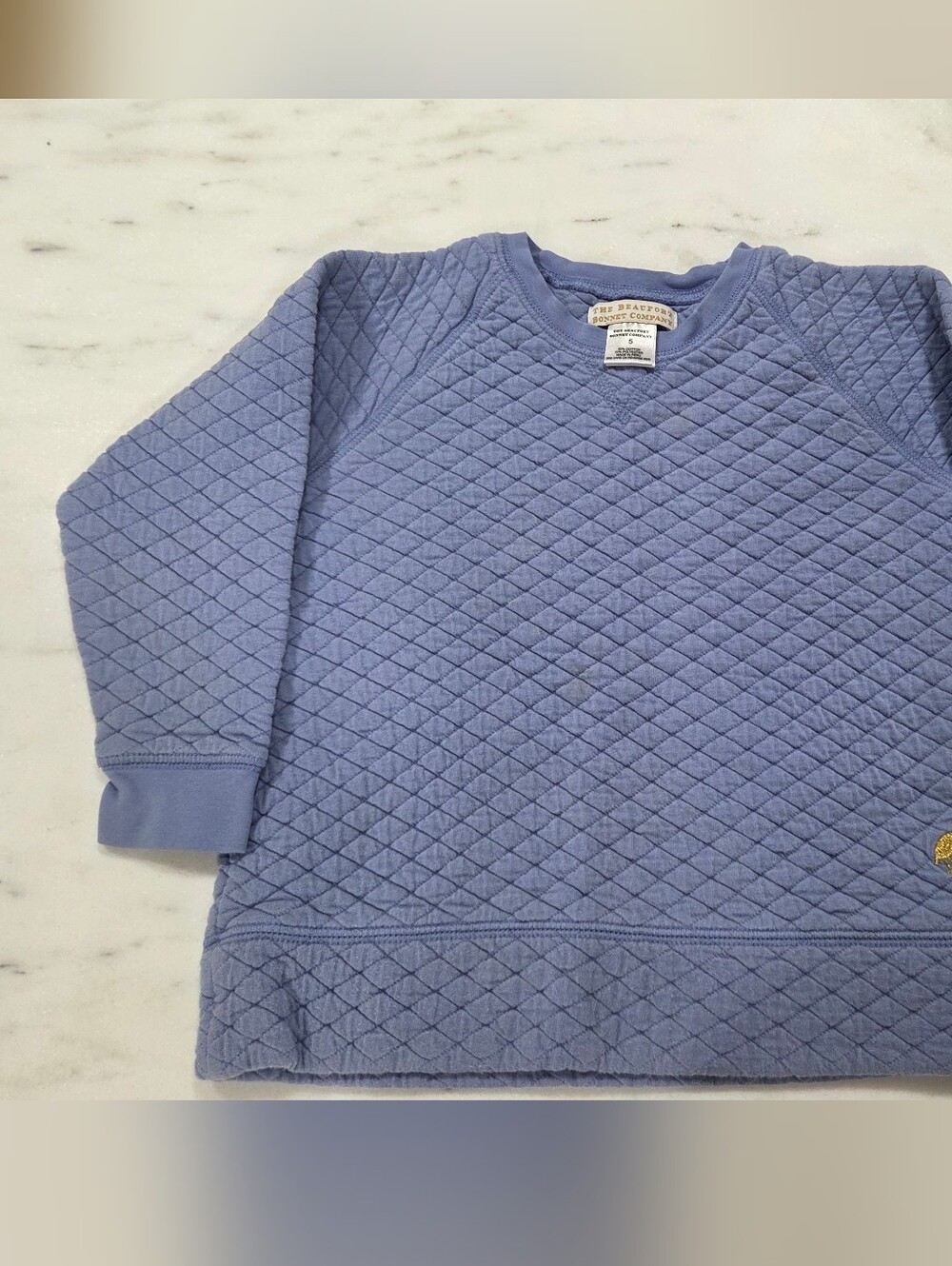 The Beaufort Bonnet Company Light Blue Quilted Crewneck Sweater